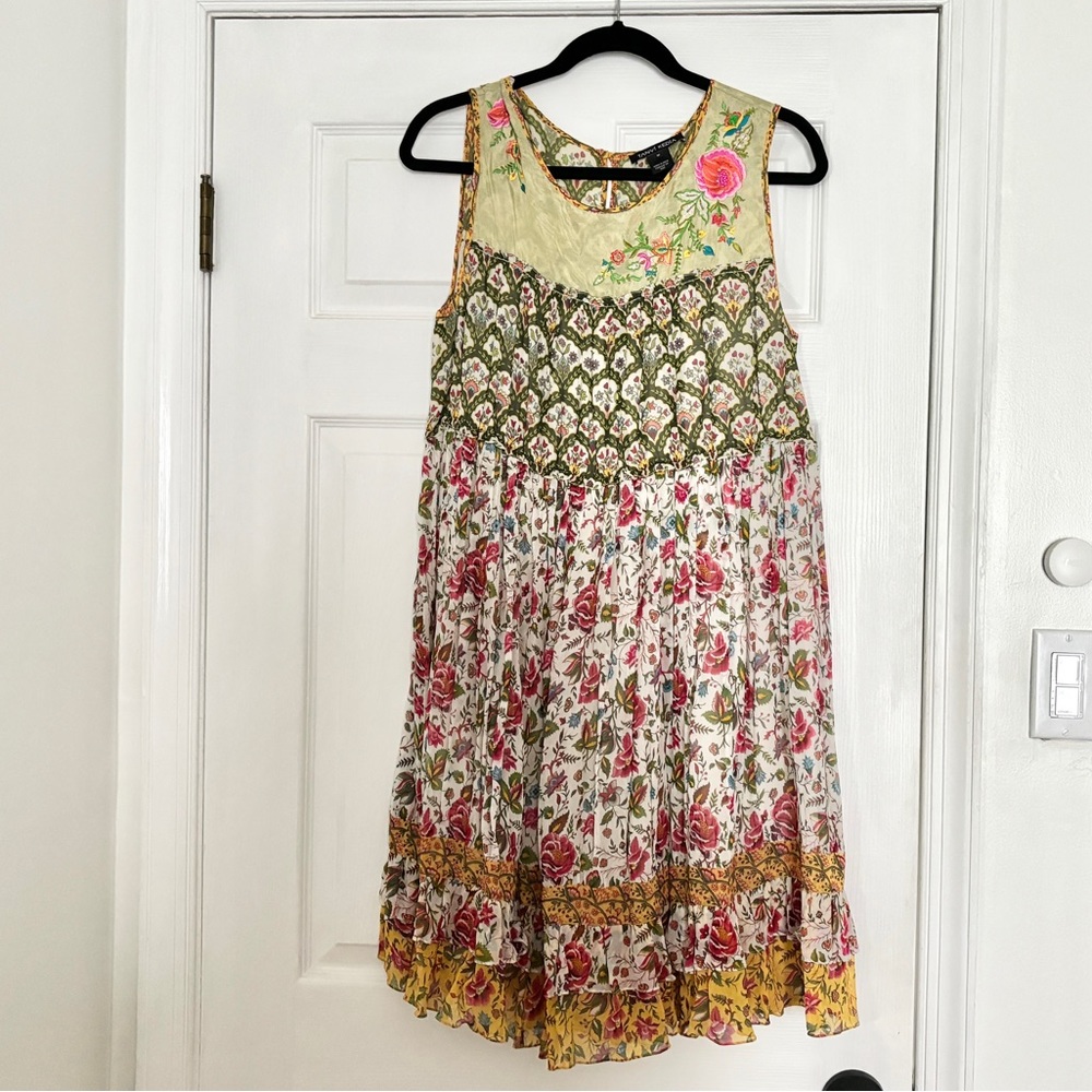 Anthropologie Tanvi Kedia Ananya Tunic Grey Motif Dress Size M